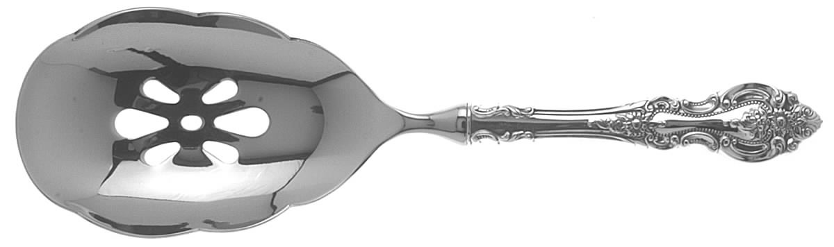 Grand Victorian (Sterling, 1973) Pierced Serving Spoon with Stainless Bowl by Wallace Silver-1