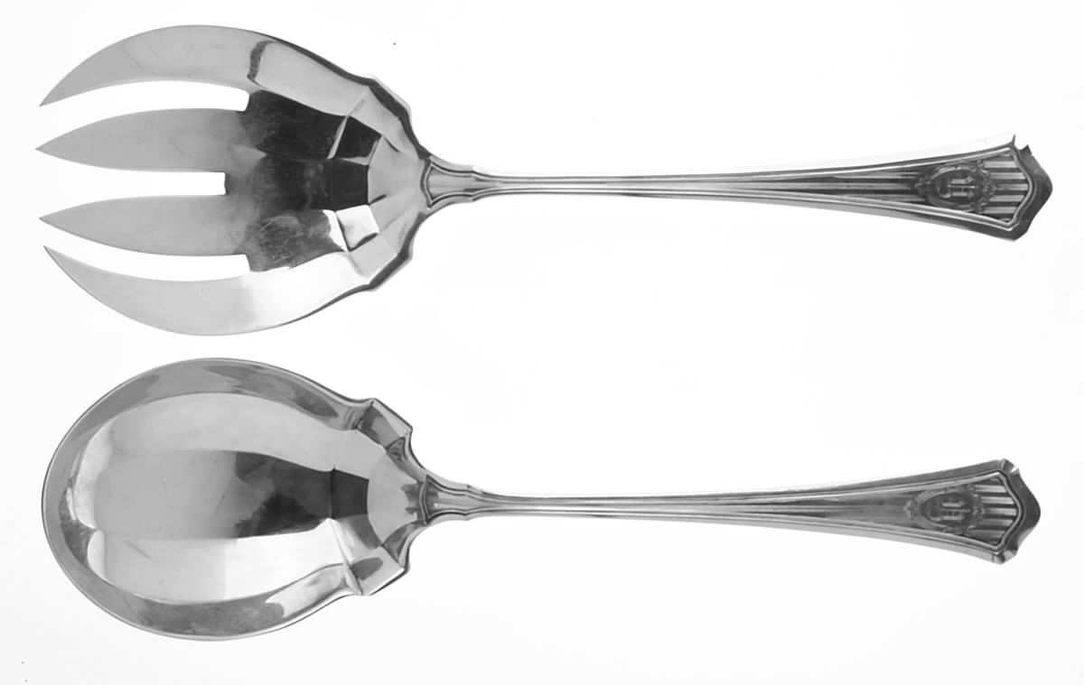 Hamilton (Sterling, 1911, No Monograms) (2 Pc) Solid Salad Set by Wallace Silver-1
