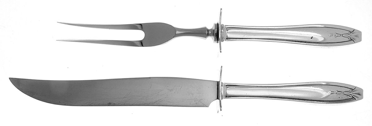 Hostess (Silverplate, 1920) Small Stainless Blade 2-Piece Steak Carving Set by Wallace Silver-1