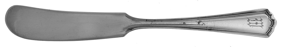 Hudson (Silverplate, 1917) Monogram Flat Handle Butter Spreader by Wallace Silver-1