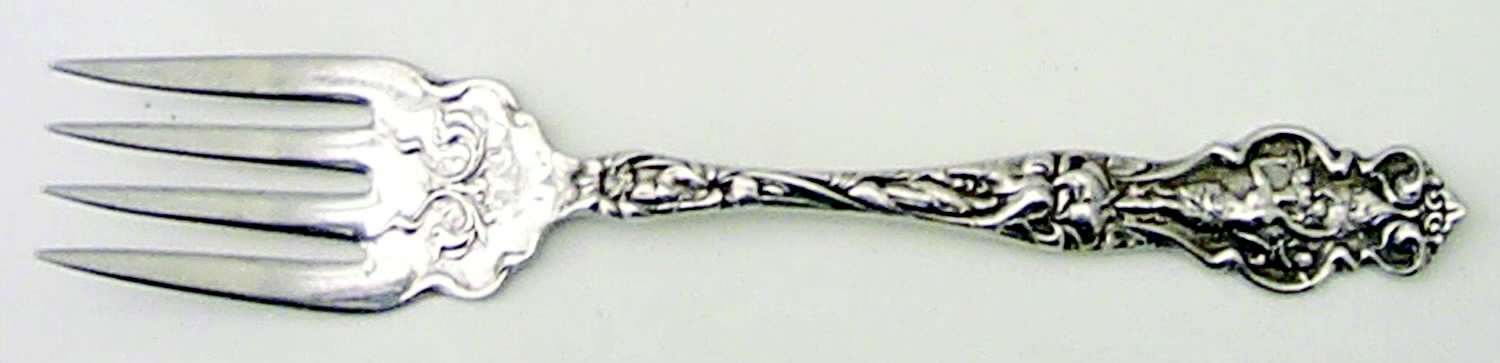 Irian (Sterling, 1902, No Monograms) Small Solid Cold Meat Serving Fork by Wallace Silver-1