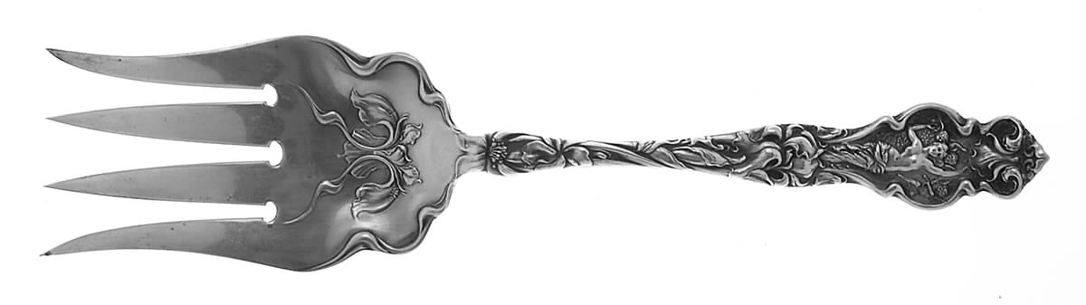 Irian (Sterling, 1902, No Monograms) Solid Salad Serving Fork by Wallace Silver-1
