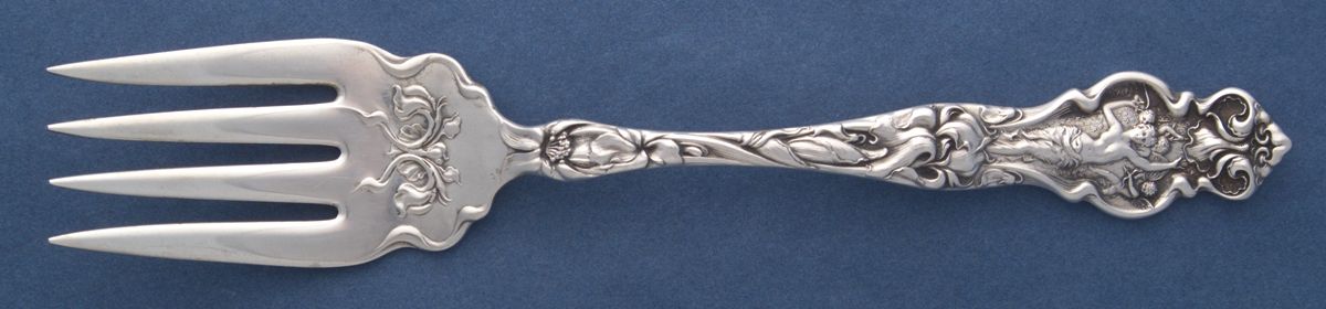 Irian (Sterling, 1902, No Monograms) Medium Solid Cold Meat Serving Fork by Wallace Silver-1