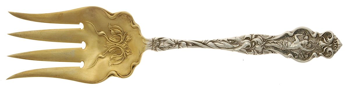 Irian (Sterling, 1902, No Monograms) Solid Salad Serving Fork by Wallace Silver-1