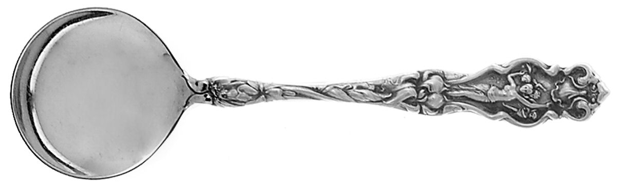 Irian (Sterling, 1902, No Monograms) Round Bowl Soup Spoon (Bouillon) by Wallace Silver-1