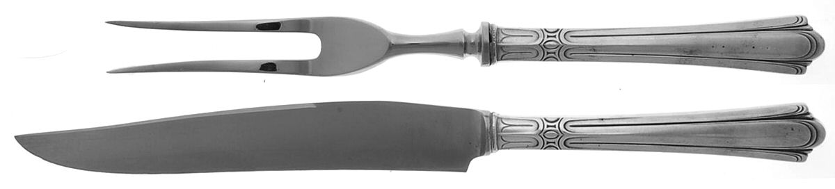 Iris (Silverplate, 1936) Small Stainless Blade 2-Piece Steak Carving Set by Wallace Silver-1