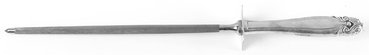 King Christian (Sterling, 1940, No Monograms) Large Roast Steel Rod Knife Sharpener by Wallace Silver-1