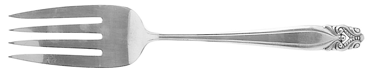 King Christian (Sterling, 1940, No Monograms) Medium Solid Cold Meat Serving Fork by Wallace Silver-1