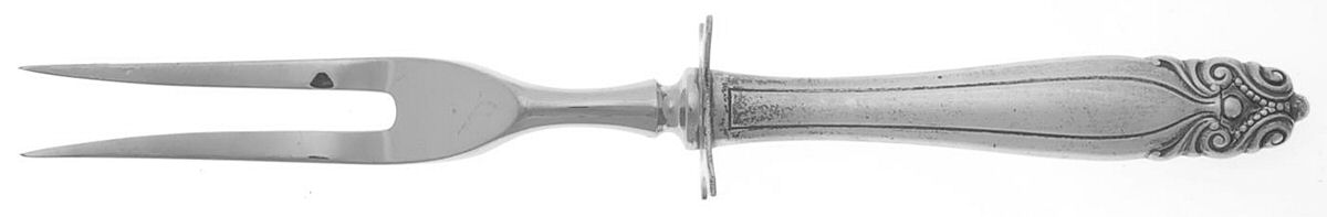 King Christian (Sterling, 1940, No Monograms) Small Steak Carving Fork with Stainless Prongs by Wallace Silver-1