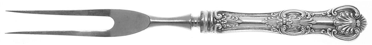 Kings (Sterling, 1903) Small Steak Carving Fork with Stainless Prongs by Wallace Silver-1