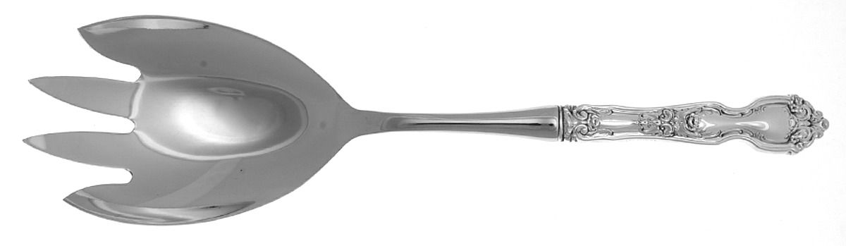 La Reine (Sterling, 1921, No Monograms) Salad Serving Fork with Stainless Prongs by Wallace Silver-1