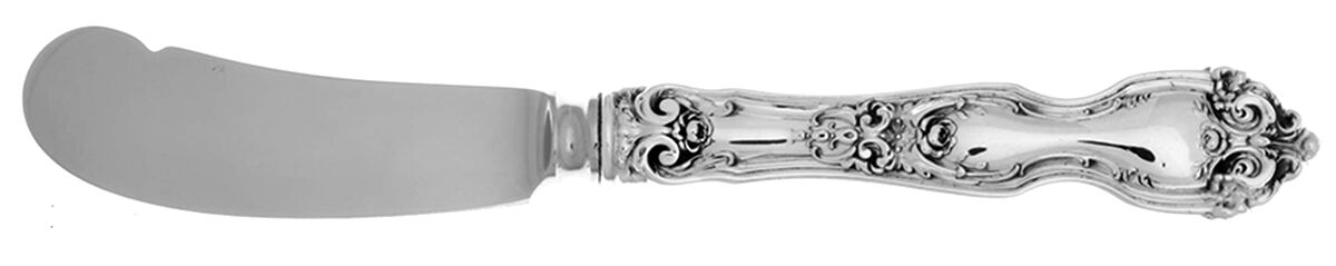 La Reine (Sterling, 1921, No Monograms) Butter Spreader Hollow Hdl-Paddle/Stainless Blade by Wallace Silver-1
