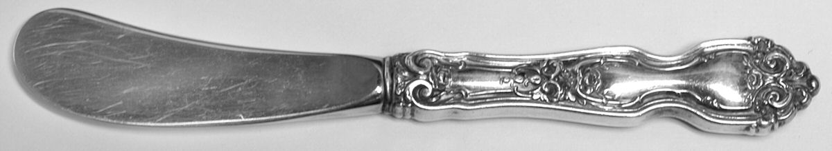 La Reine (Sterling, 1921, No Monograms) Butter Spreader Hollow Hdl-Paddle/Stainless Blade by Wallace Silver-1