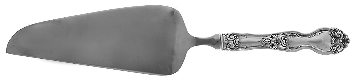 La Reine (Sterling, 1921, No Monograms) Pie & Cake Server with Stainless Blade by Wallace Silver-1