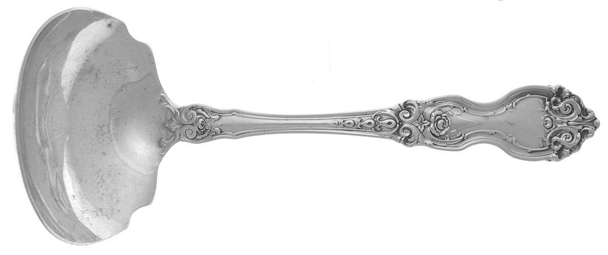 La Reine (Sterling, 1921, No Monograms) Solid Gravy Ladle by Wallace Silver-1