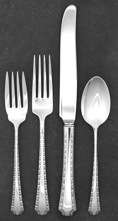 Larkspur (Sterling, 1939) 4 Piece Place Size Setting by Wallace Silver-1