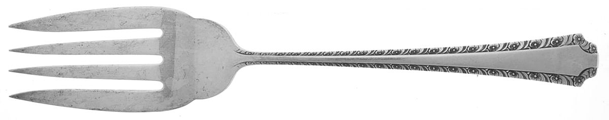Larkspur (Sterling, 1939) Medium Solid Cold Meat Serving Fork by Wallace Silver-1