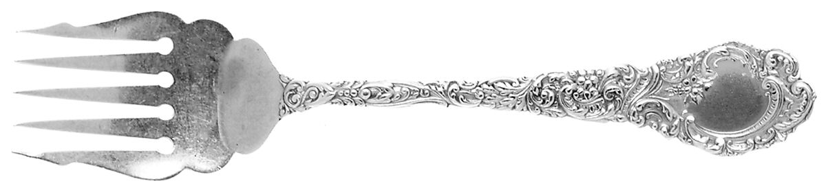 Louvre (Sterling, 1893) Large Solid Tined Sardine Serving Fork by Wallace Silver-1