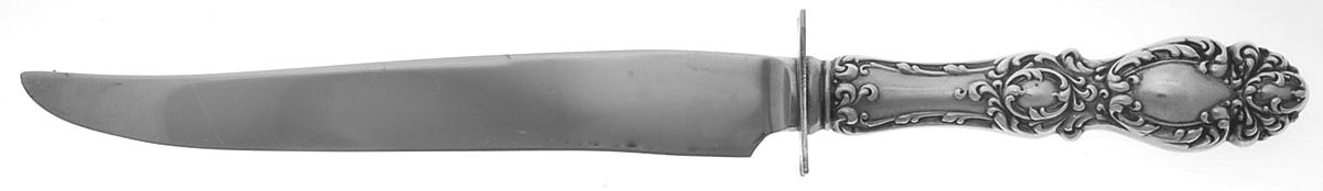 Lucerne (Sterling, 1896, No Monograms) Small Carving Knife W/Sterling Guard by Wallace Silver-1