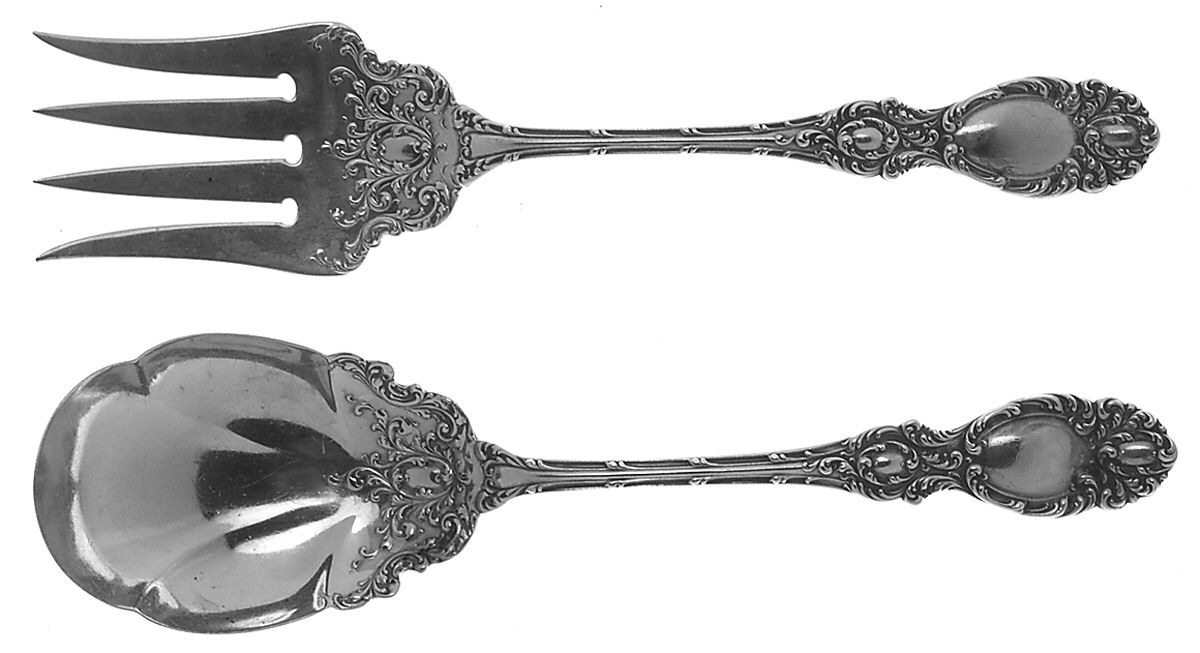Lucerne (Sterling, 1896, No Monograms) (2 Pc) Solid Salad Set by Wallace Silver-1