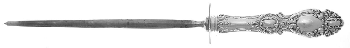 Lucerne (Sterling, 1896, No Monograms) Large Knife Sharpener-Steel Rod w/Sterling Guard by Wallace Silver-1