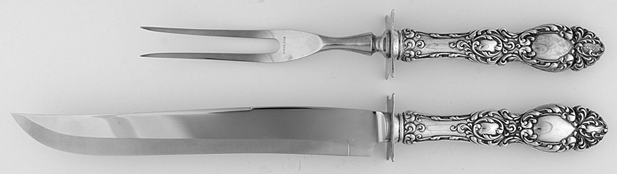 Lucerne (Sterling, 1896, No Monograms) (2 Pc)Carving Set-Lg Stnbl/Roast w/Sterling Guard by Wallace Silver-1