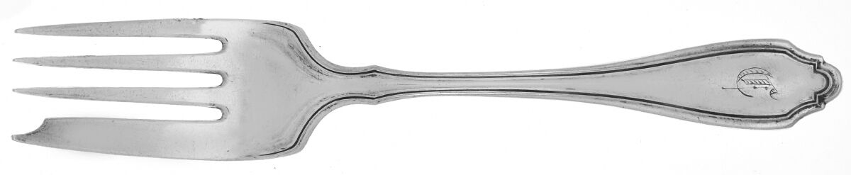 Marquette (Silverplate, 1911) Monogram Medium Solid Cold Meat Serving Fork by Wallace Silver-1