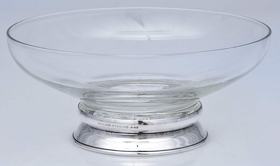 Sterling Hollowware Crystal Mayonnaise Bowl with Sterling Band by Wallace Silver-1