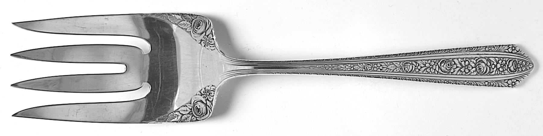 Normandie (Sterling, 1933) Large Solid Cold Meat Serving Fork by Wallace Silver-1