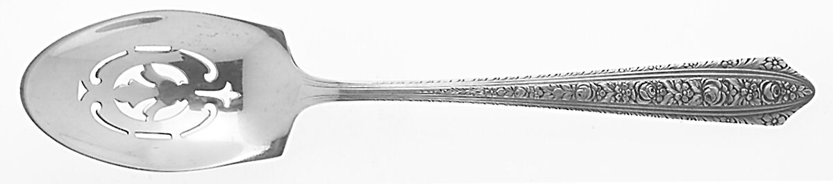 Normandie (Sterling, 1933) Pierced Bowl Short Handle Olive Spoon by Wallace Silver-1