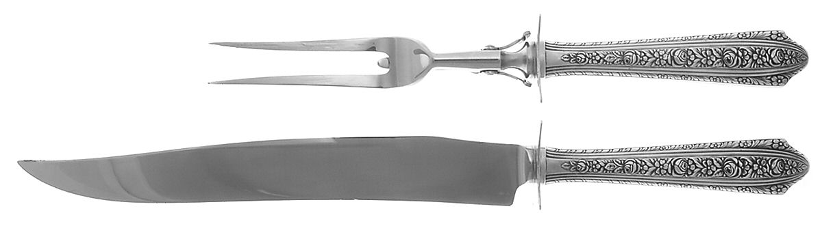 Normandie (Sterling, 1933) Large 2-Piece Roast Carving Set w/ Stainless Blade by Wallace Silver-1