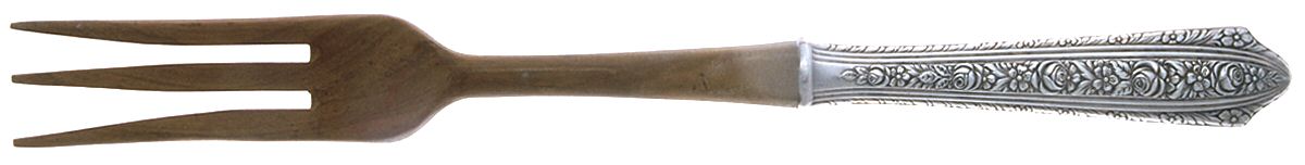 Normandie (Sterling, 1933) Salad Serving Fork with Wooden Prongs by Wallace Silver-1