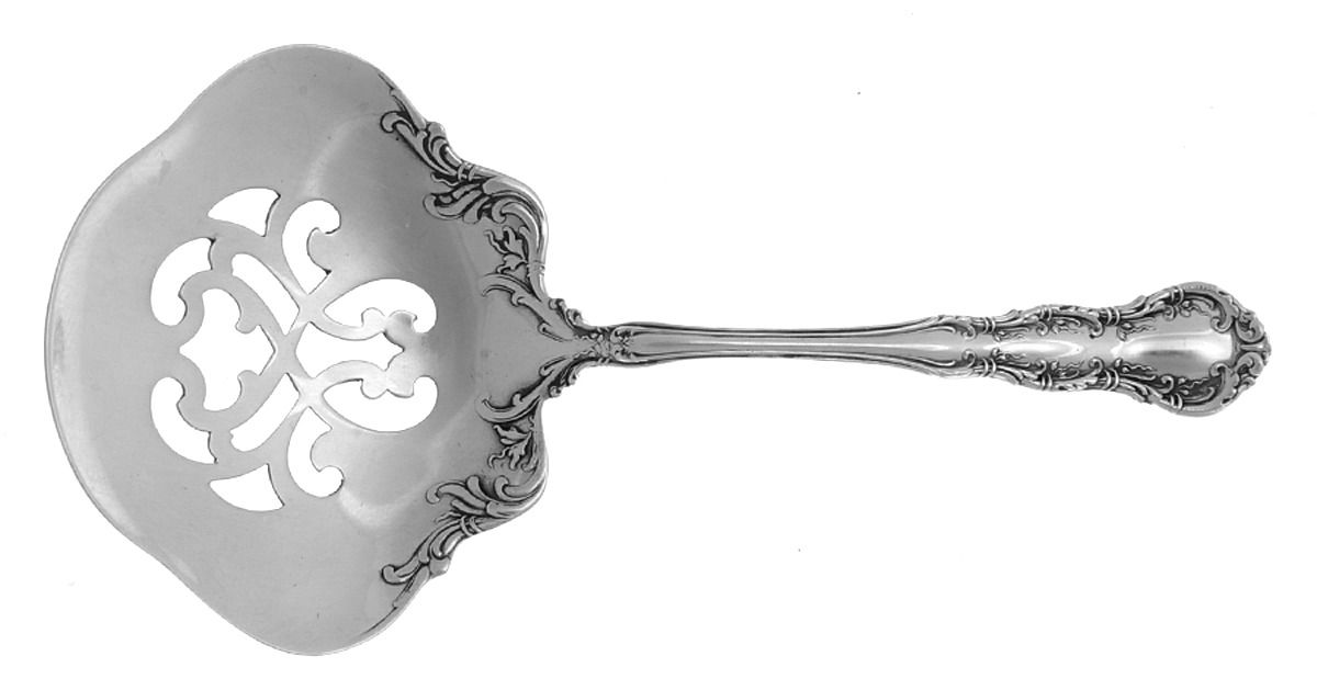 Irving (Sterling, 1900, R, W & S Stamp) Small Pierced Nut Serving Spoon by Wallace Silver-1