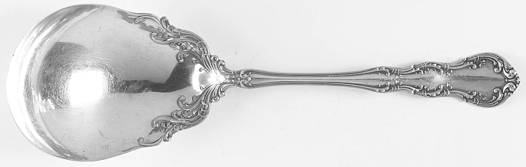 Irving (Sterling, 1900, R, W & S Stamp) Small Solid Berry/Casserole Spoon by Wallace Silver-1