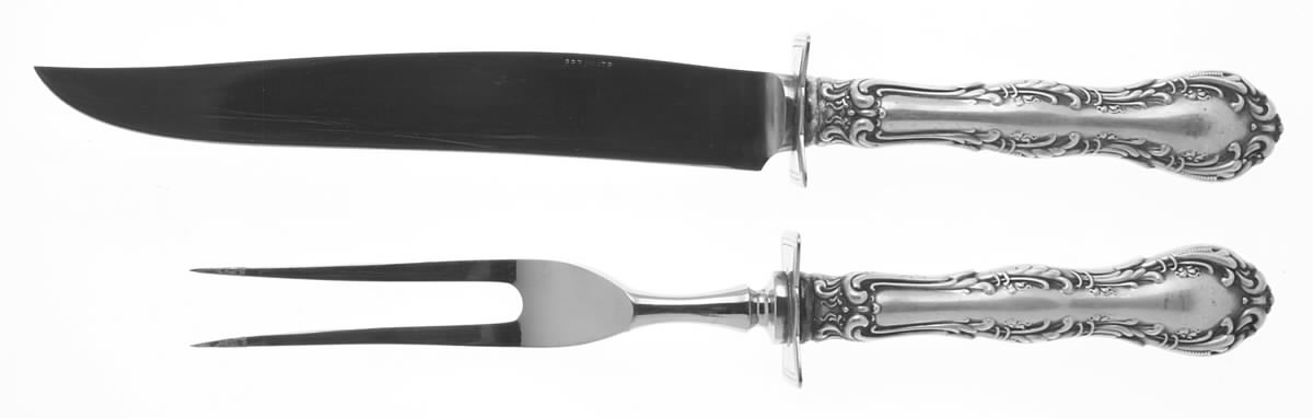Irving (Sterling, 1900, R, W & S Stamp) Small Stainless Blade 2-Piece Steak Carving Set by Wallace Silver-1