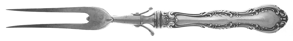 Irving (Sterling, 1900, R, W & S Stamp) Large Stainless-Prong Roast Carving Fork by Wallace Silver-1
