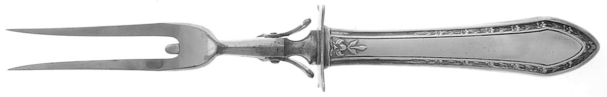 Orange Blossom (Sterling, 1923) Lg Carving/Roast Fork-Stn Prong w/Sterling Guard by Wallace Silver-1