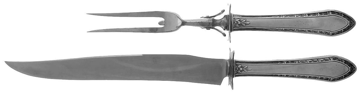 Orange Blossom (Sterling, 1923) (2 Pc)Carving Set-Lg Stnbl/Roast w/Sterling Guard by Wallace Silver-1
