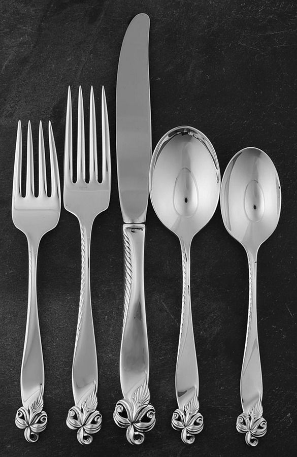 Orchid Elegance (Sterling, 1956) 5 Piece Place Size Setting by Wallace Silver-1