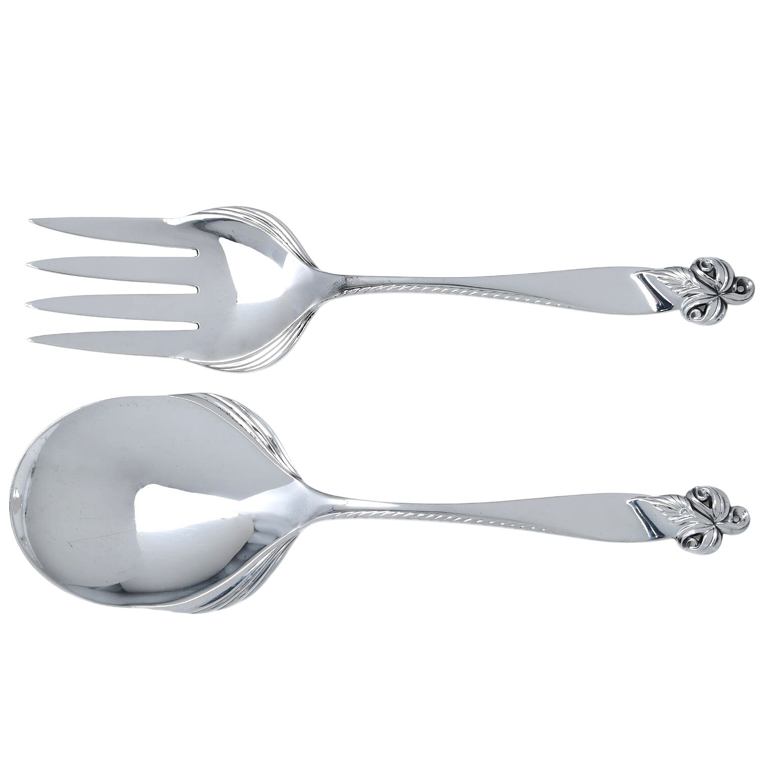 Orchid Elegance (Sterling, 1956) (2 Pc) Solid Salad Set by Wallace Silver-1