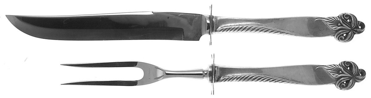 Orchid Elegance (Sterling, 1956) Small Steak 2-Piece Carving Set w/Stainless Blade by Wallace Silver-1