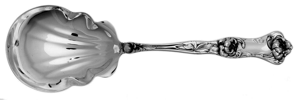 Peony (Sterling, 1906, No Monograms) Solid Salad Serving Spoon by Wallace Silver-1