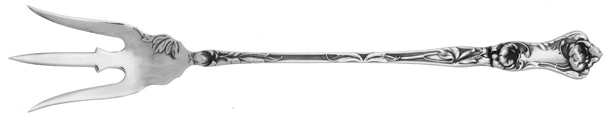 Peony (Sterling, 1906, No Monograms) Large Lettuce Serving Fork by Wallace Silver-1