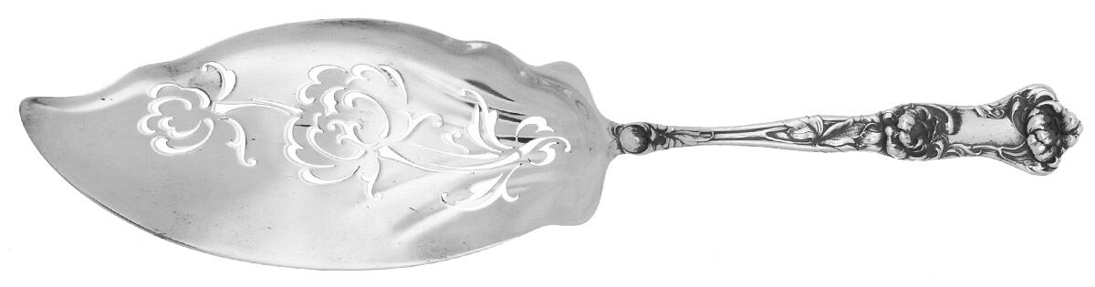 Peony (Sterling, 1906, No Monograms) Large Solid Pierced Fish Knife by Wallace Silver-1