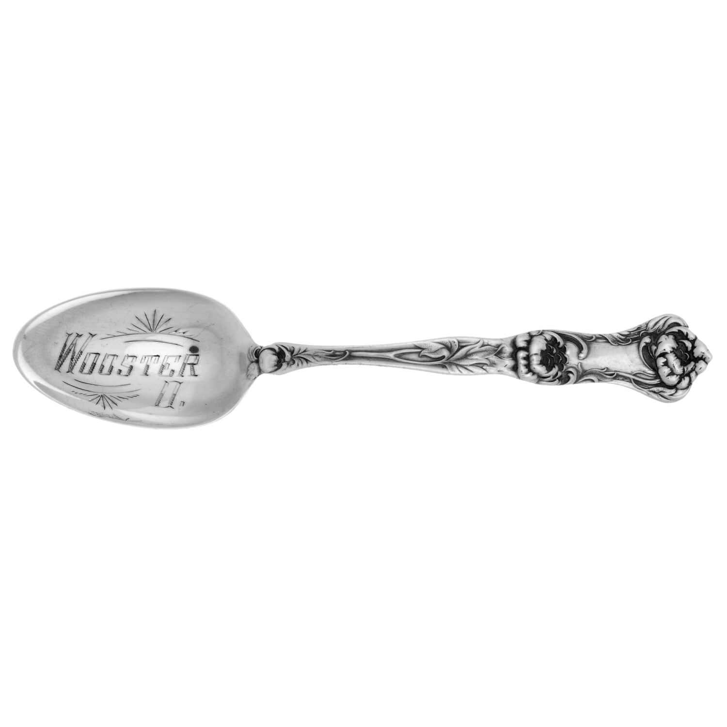 Peony (Sterling, 1906, No Monograms) Souvenir Spoon (Teaspoon) by Wallace Silver-1
