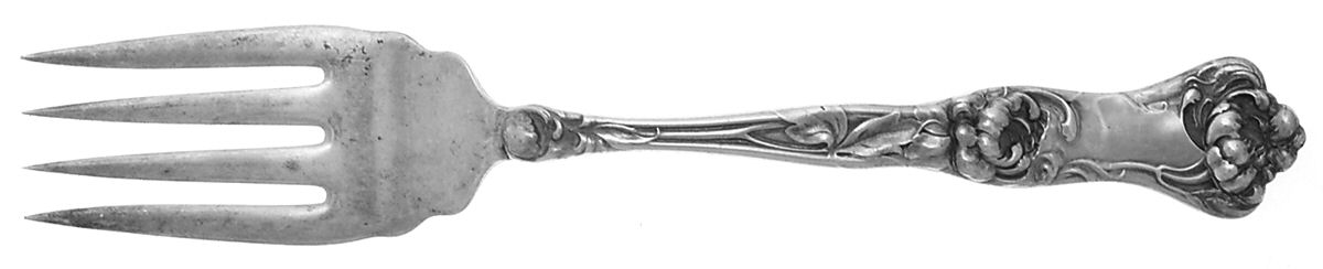 Peony (Sterling, 1906, No Monograms) Medium Solid Cold Meat Serving Fork by Wallace Silver-1
