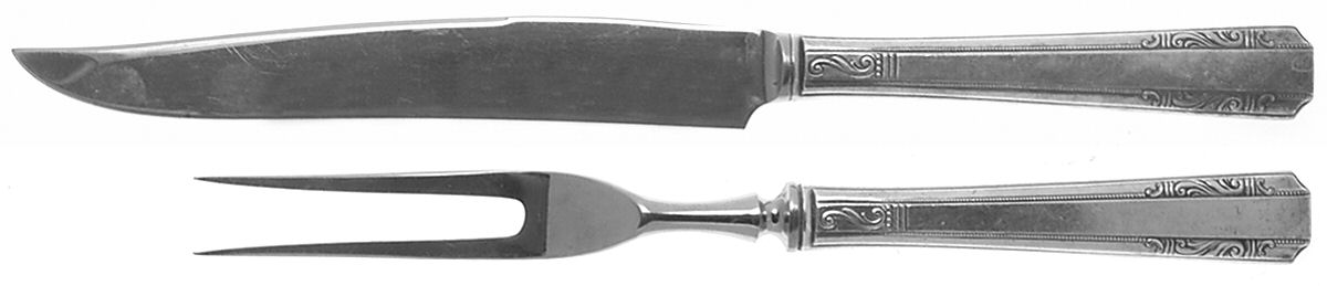 Personality (Silverplate, 1938, No Monograms) Small Stainless Blade 2-Piece Steak Carving Set by Wallace Silver-1