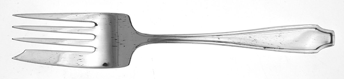 Plymouth-Dover (Silverplate, 1914) Medium Solid Cold Meat Serving Fork by Wallace Silver-1