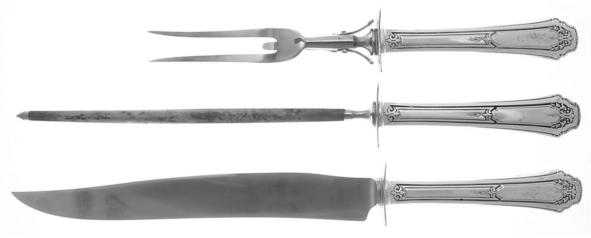 Princess Anne (Sterling, 1926) (3 Pc)Carving Set-Lg Stnbl/Roast w/Sterling Guard by Wallace Silver-1