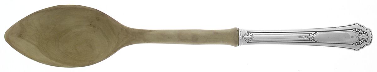 Princess Anne (Sterling, 1926) Salad Serving Spoon with Wooden Bowl by Wallace Silver-1